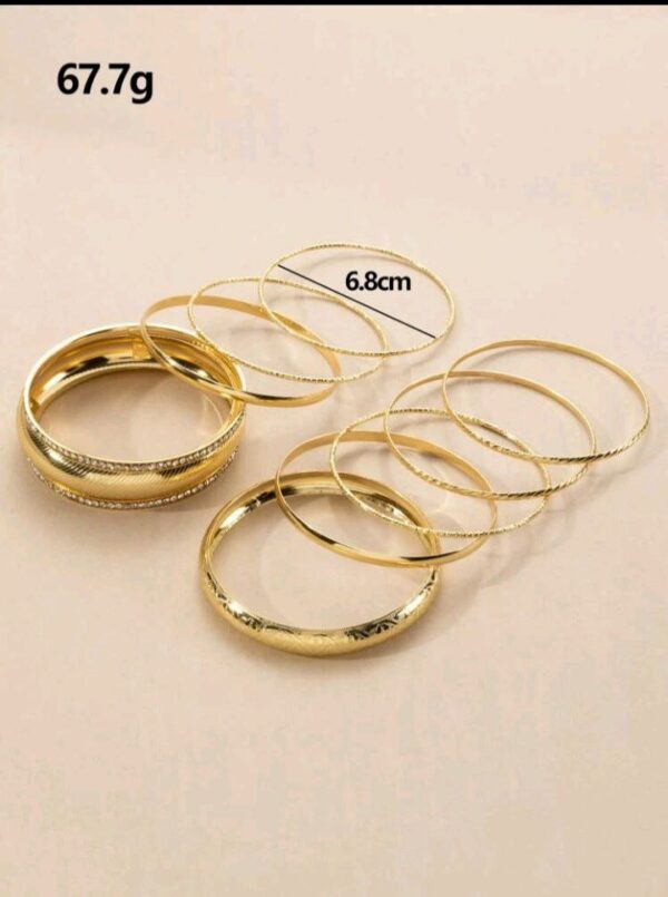 Gold Color 9Pcs Bracelets Bangles - Image 6