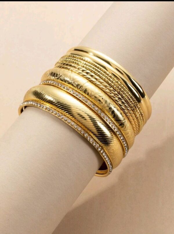 Gold Color 9Pcs Bracelets Bangles