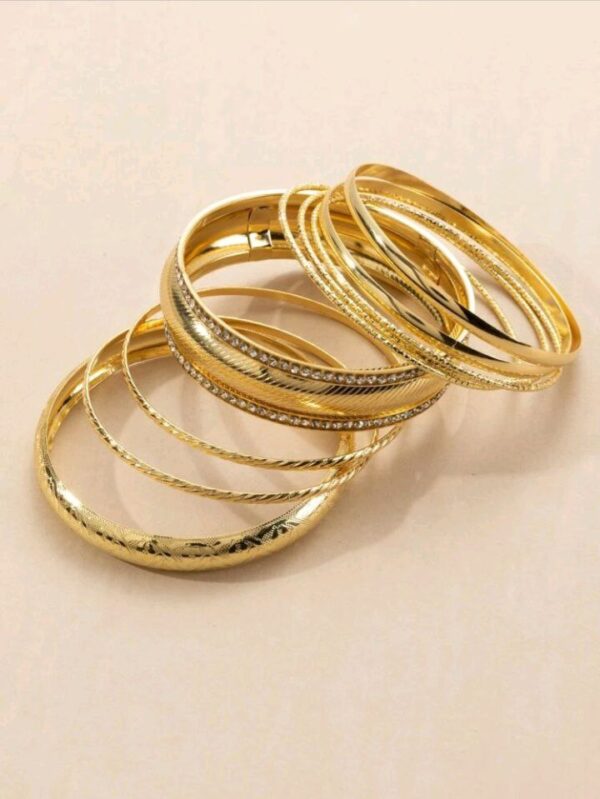 Gold Color 9Pcs Bracelets Bangles - Image 4