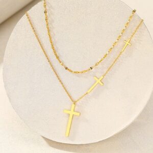 Multilayer Chain Cross Pendant Necklace