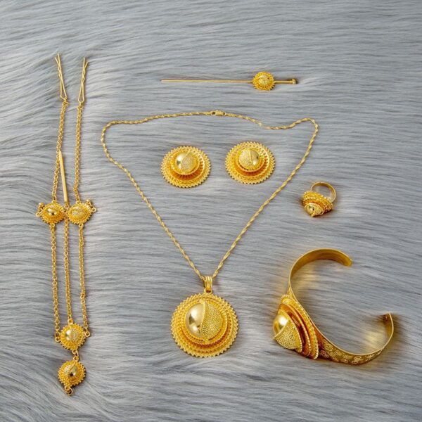 Gold Plated Traditional Habesha Jewelry Set - Image 2