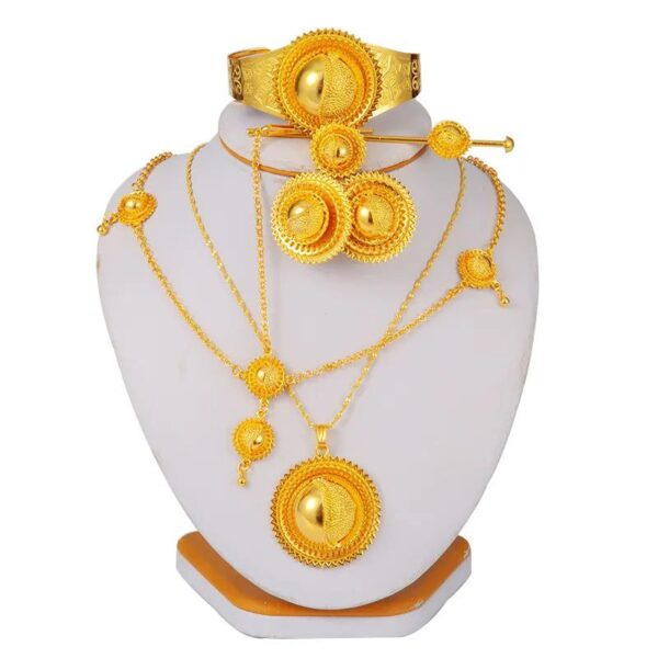Gold Plated Traditional Habesha Jewelry Set - Image 3