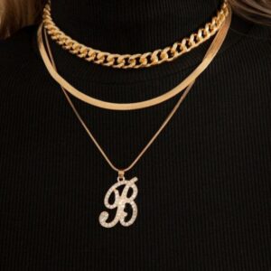 Letter B Necklace 3in 1
