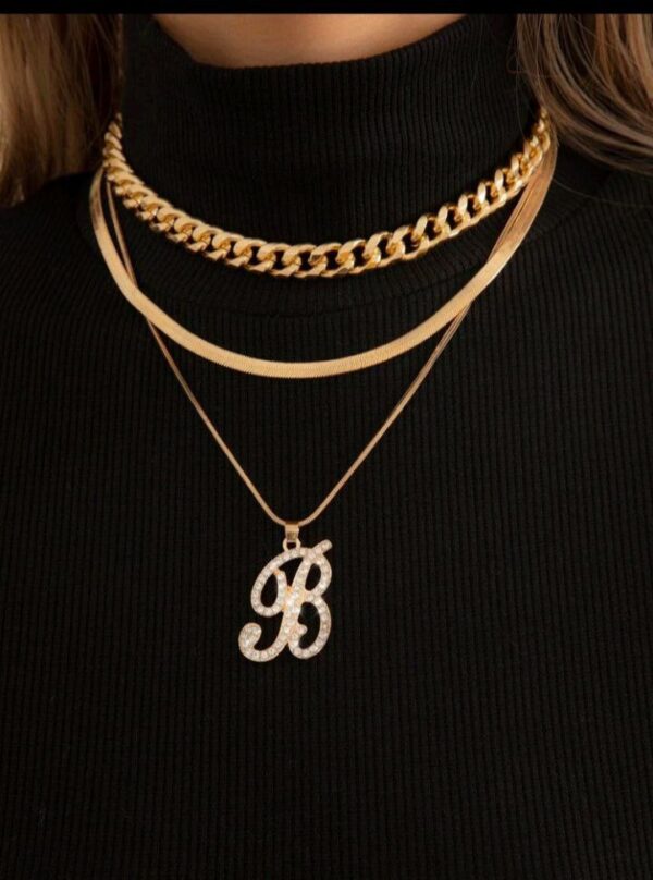 Letter B Necklace 3in 1